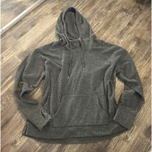 Reebok Womens‎ Gray Fleece Pullover Hoodie Thumbhole Kangaroo Pocket Large